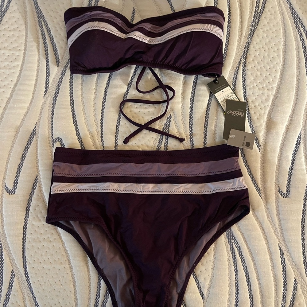 NWT purple bathing suit 2 piece high waist